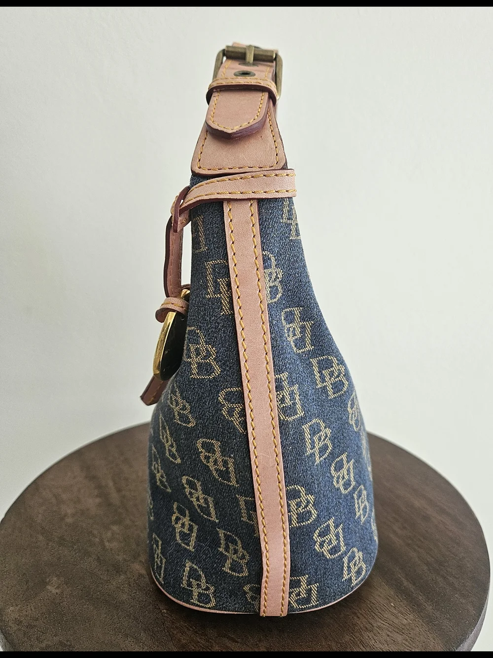 Dooney & Bourke Pink-Trim Denim Logo Shoulder Bag - Picture 4 of 8
